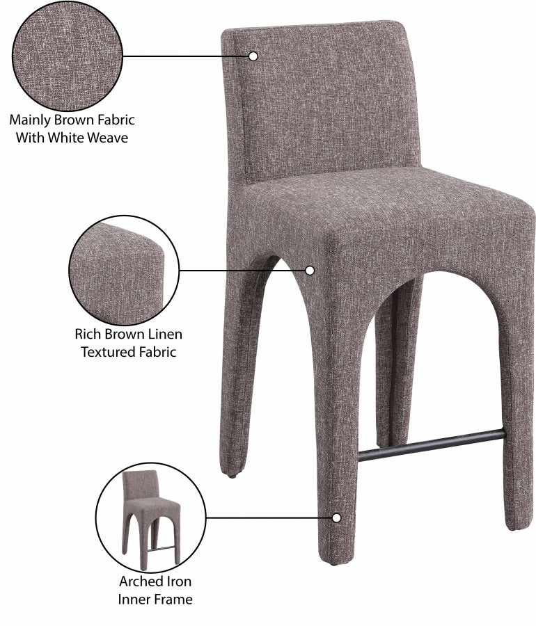 Gramercy Linen Textured Fabric Upholstered Bar / Counter Stools — 754-C - Brown - 754Brown-C Infographic