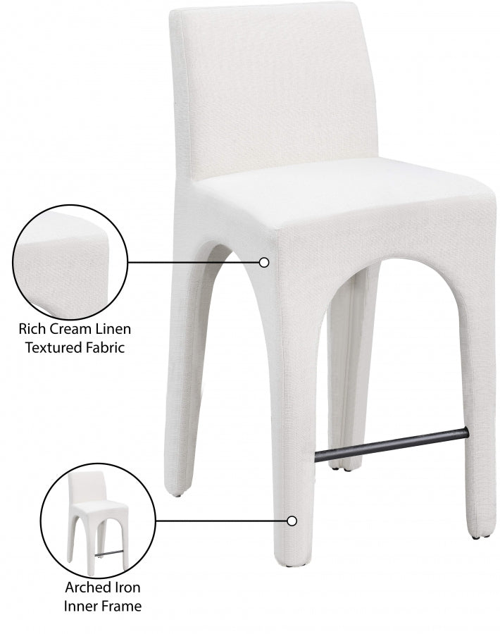 Gramercy Linen Textured Fabric Upholstered Bar / Counter Stools — 754-C - Cream - 754Cream-C Infographic