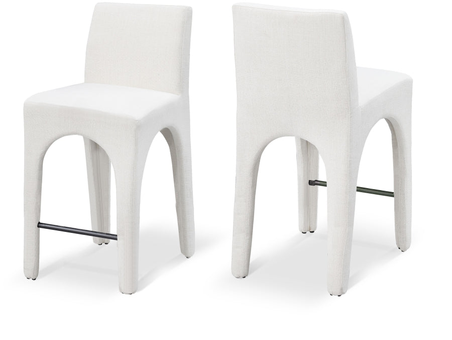 Gramercy Linen Textured Fabric Upholstered Bar / Counter Stools — 754-C - Cream - 754Cream-C Double Chair