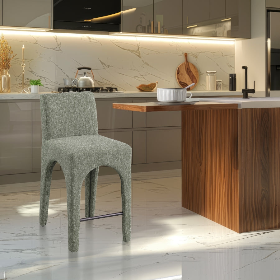 Gramercy Linen Textured Fabric Upholstered Bar / Counter Stools — 754-C - Green - 754Green-C alternate view 1