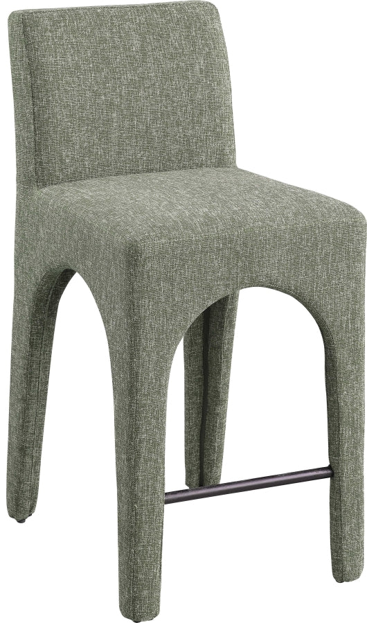 Gramercy Linen Textured Fabric Upholstered Bar / Counter Stools — 754-C - Green - 754Green-C