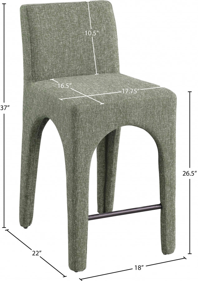 Gramercy Linen Textured Fabric Upholstered Bar / Counter Stools — 754-C - Green - 754Green-C Dim