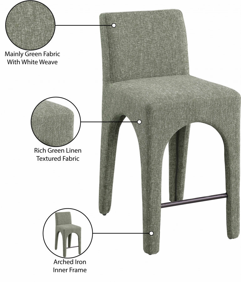 Gramercy Linen Textured Fabric Upholstered Bar / Counter Stools — 754-C - Green - 754Green-C Infographic
