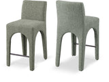 Gramercy Linen Textured Fabric Upholstered Bar / Counter Stools — 754-C - Green - 754Green-C Double Chair