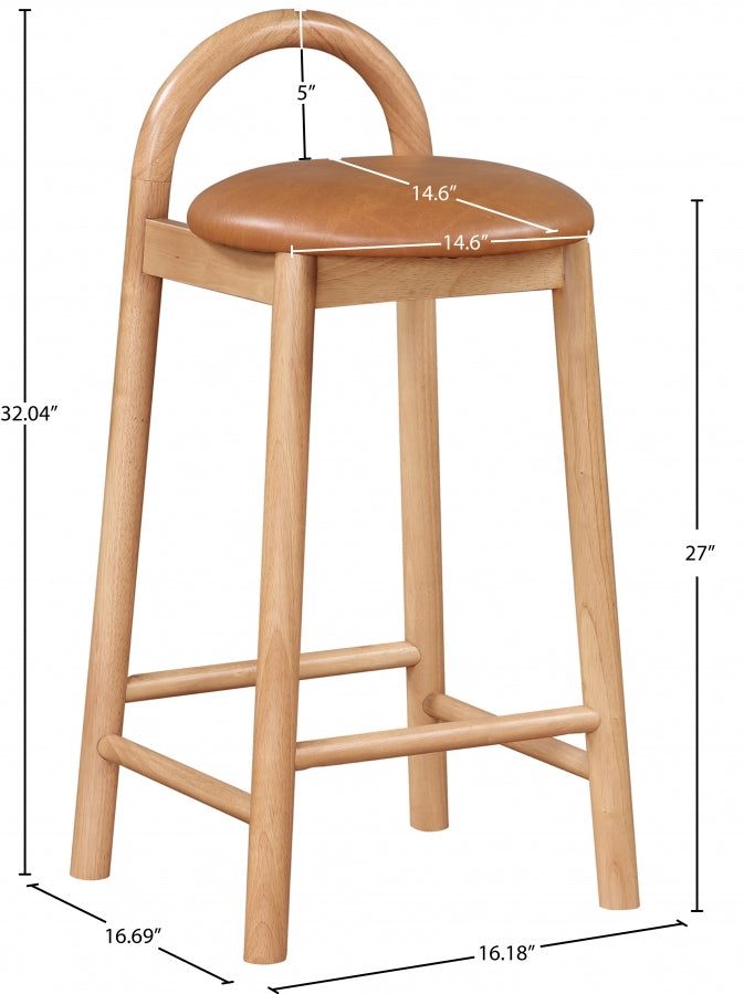 Calvin Vegan Leather Upholstered Counter Stool — 475-C - Cognac - 475Cognac-C Dim