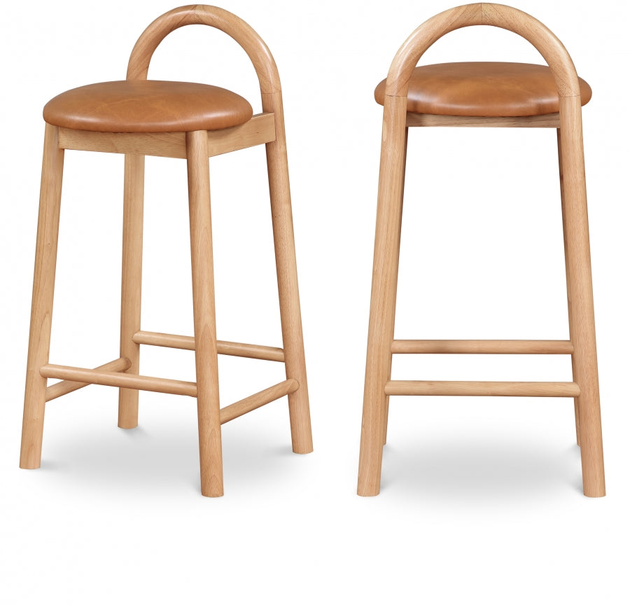 Calvin Vegan Leather Upholstered Counter Stool — 475-C - Cognac - 475Cognac-C Double Chair