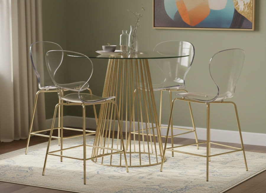 Clarion Lucite Seat And Metal Base Counter Stool — 767-C - Gold - 767-C alternate view 1