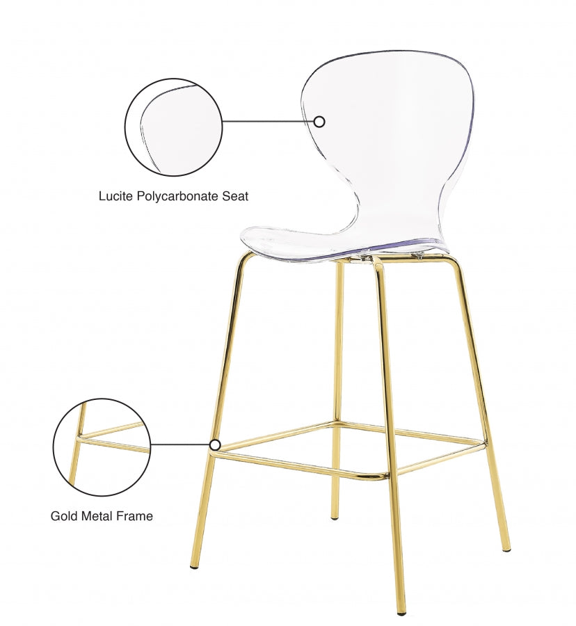 Clarion Lucite Seat And Metal Base Counter Stool — 767-C - Gold - 767-C Infographic