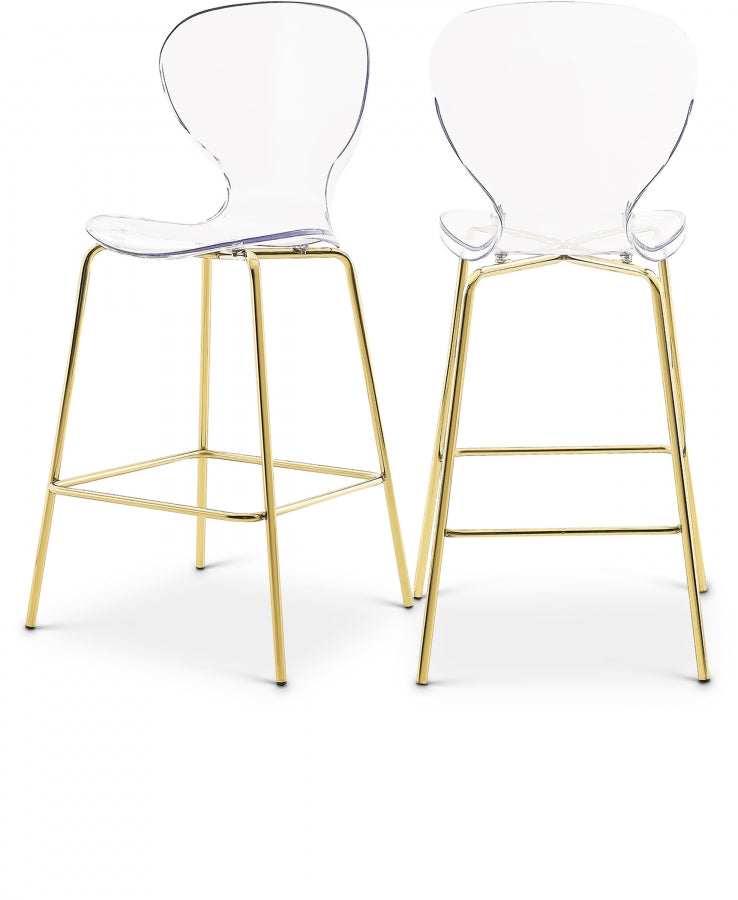 Clarion Lucite Seat And Metal Base Counter Stool — 767-C - Gold - 767-C Double Chair