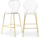 Clarion Lucite Seat And Metal Base Counter Stool — 767-C - Gold - 767-C Double Chair