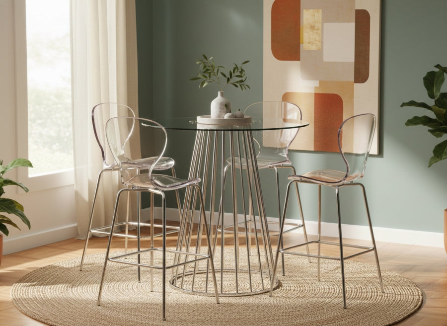 Clarion Lucite Seat And Metal Base Counter Stool — 768-C - Silver - 768-C alternate view 1