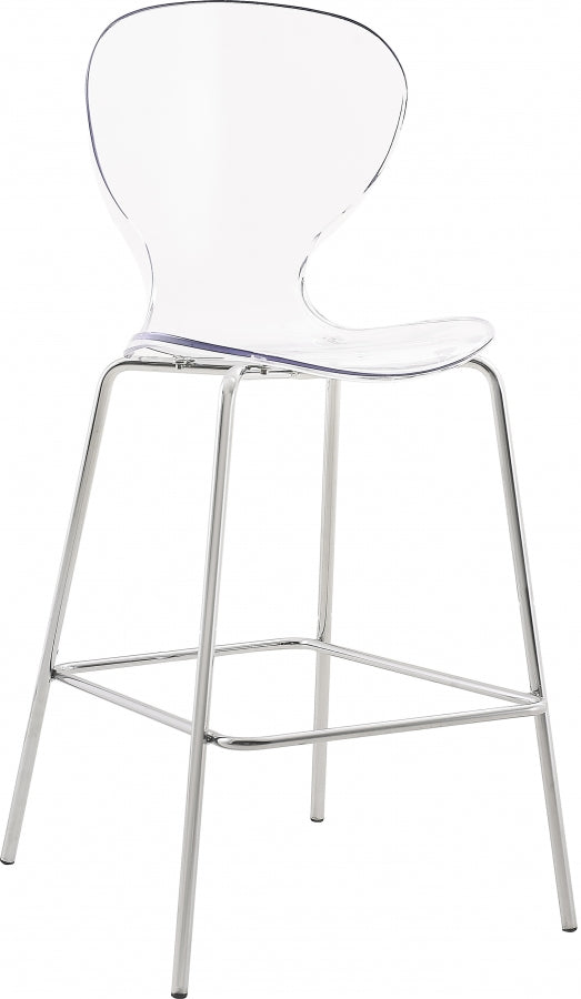 Clarion Lucite Seat And Metal Base Counter Stool — 768-C - Silver - 768-C
