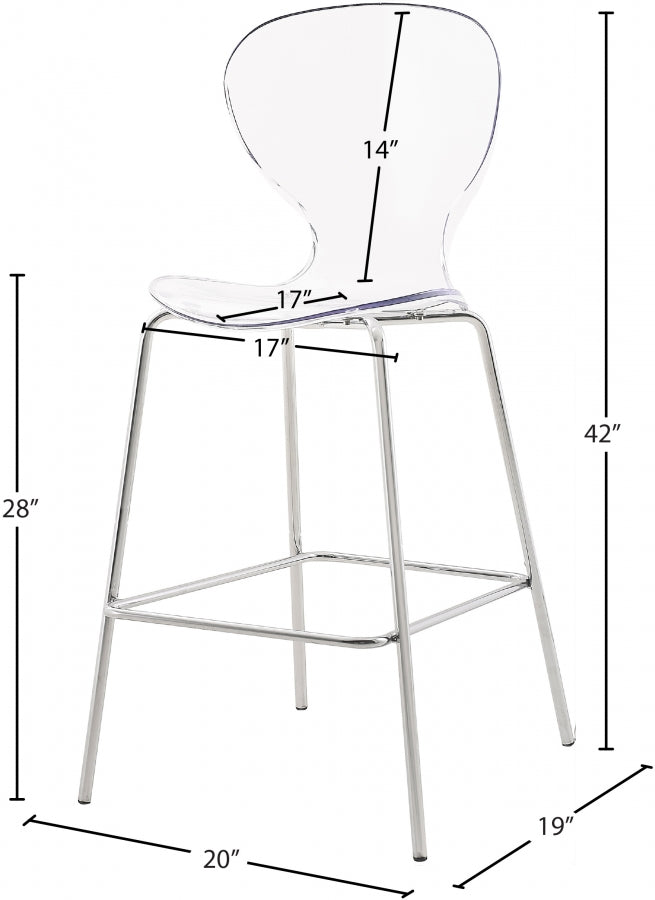 Clarion Lucite Seat And Metal Base Counter Stool — 768-C - Silver - 768-C Dim