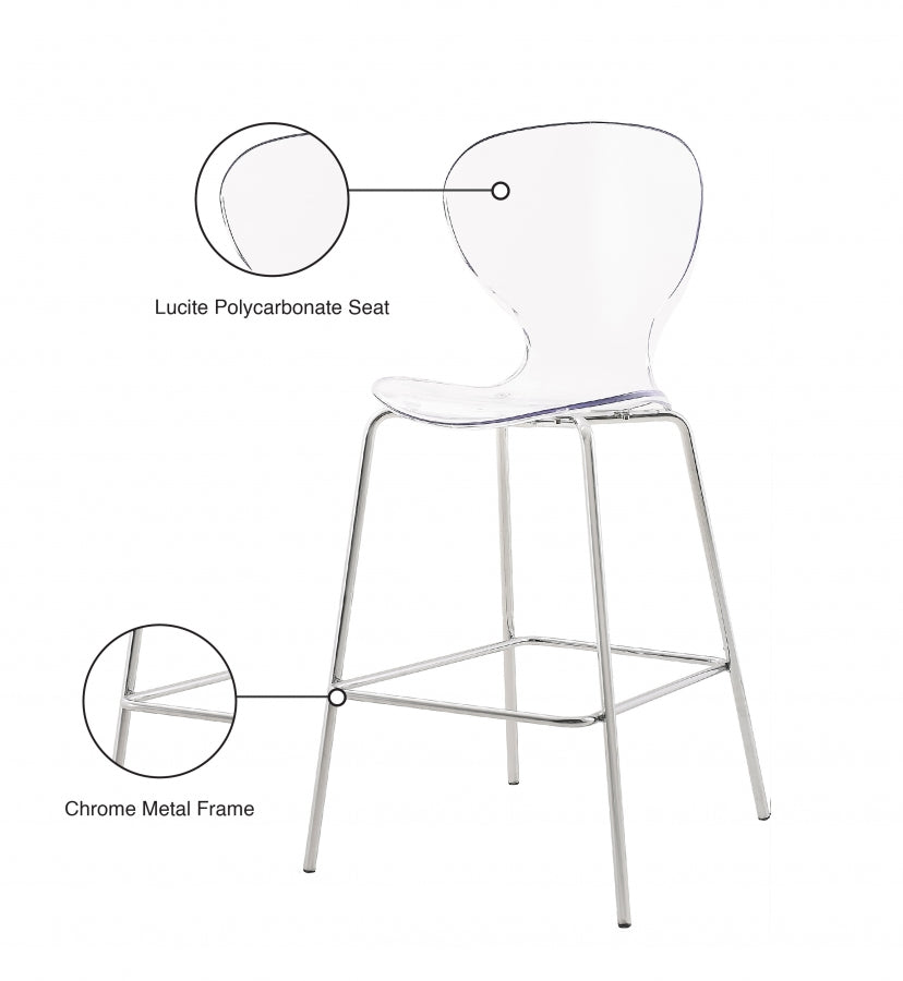 Clarion Lucite Seat And Metal Base Counter Stool — 768-C - Silver - 768-C Infographic