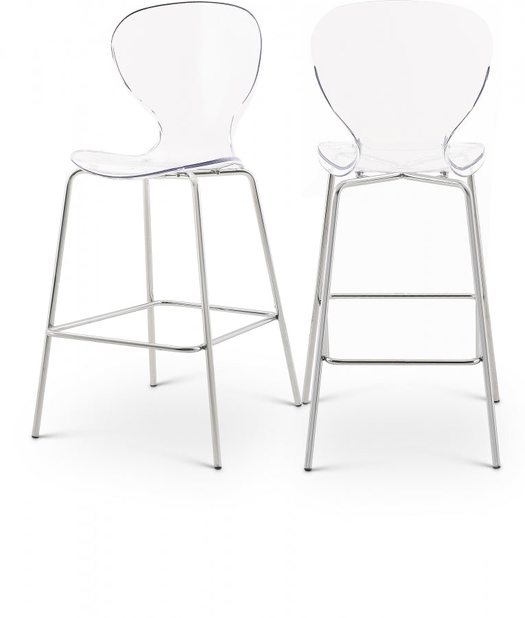 Clarion Lucite Seat And Metal Base Counter Stool — 768-C - Silver - 768-C Double Chair