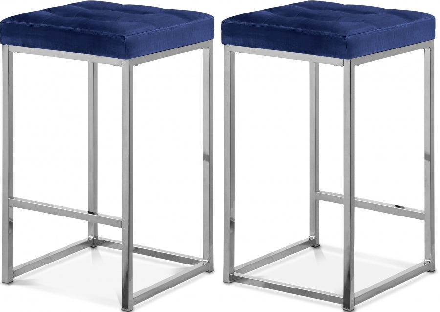 Nicola Velvet Upholstered Counter Stool — 904-C - Blue - 904Navy-C Double Chair