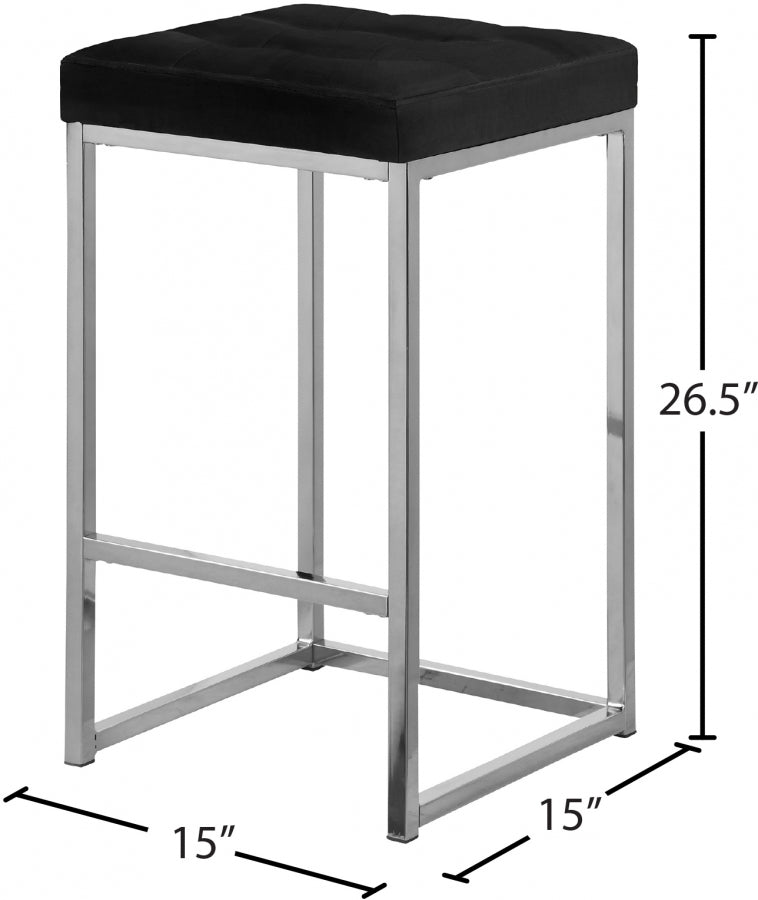 Nicola Velvet Upholstered Counter Stool — 904-C - Black - 904Black-C Dim