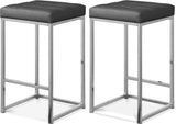 Nicola Vegan Leather Upholstered Counter Stool — 905-C - Grey - 905Grey-C Double Chair