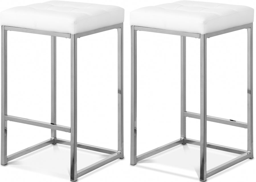 Nicola Vegan Leather Upholstered Counter Stool — 905-C - White - 905White-C Double Chair
