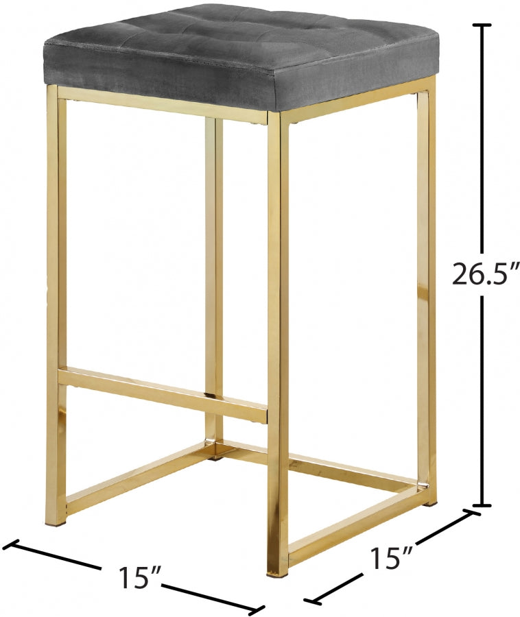 Nicola Velvet Upholstered Counter Stool — 906-C - Grey - 906Grey-C Dim