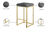 Nicola Velvet Upholstered Counter Stool — 906-C - Grey - 906Grey-C Infographic