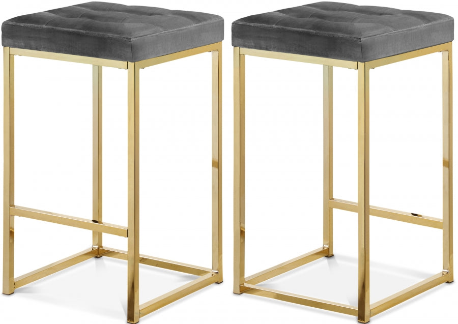 Nicola Velvet Upholstered Counter Stool — 906-C - Grey - 906Grey-C Double Chair