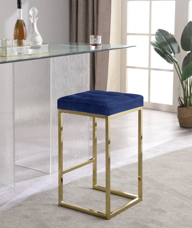 Nicola Velvet Upholstered Counter Stool — 906-C - Blue - 906Navy-C alternate view 1