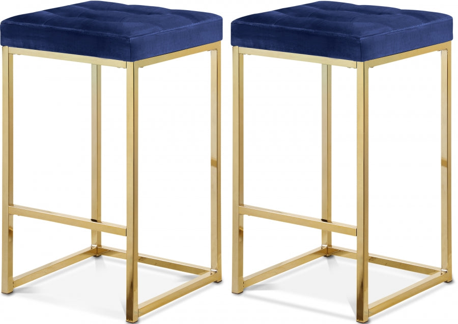 Nicola Velvet Upholstered Counter Stool — 906-C - Blue - 906Navy-C Double Chair