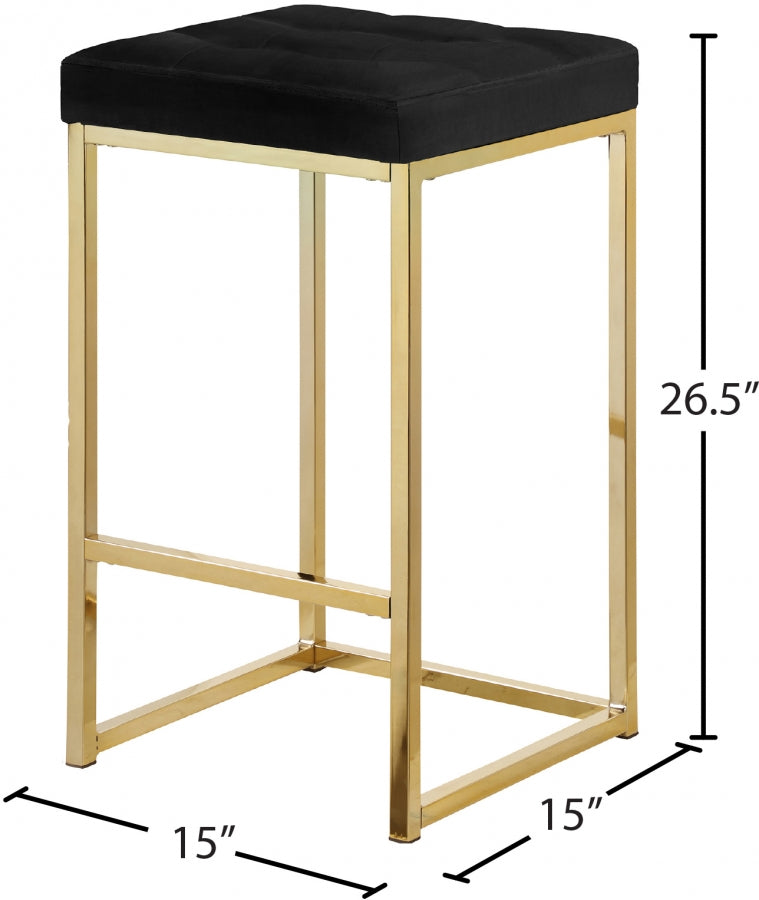 Nicola Velvet Upholstered Counter Stool — 906-C - Black - 906Black-C Dim