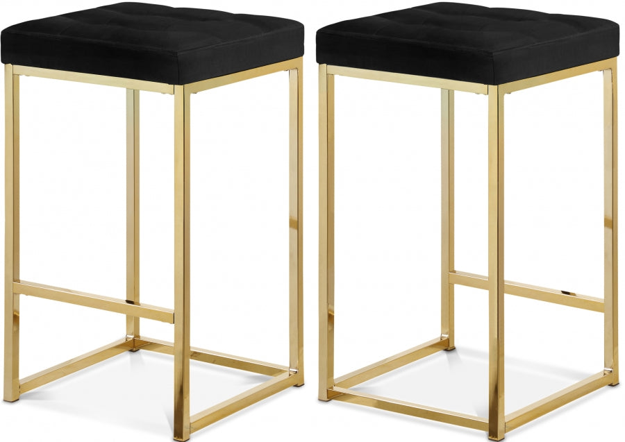 Nicola Velvet Upholstered Counter Stool — 906-C - Black - 906Black-C Double Chair