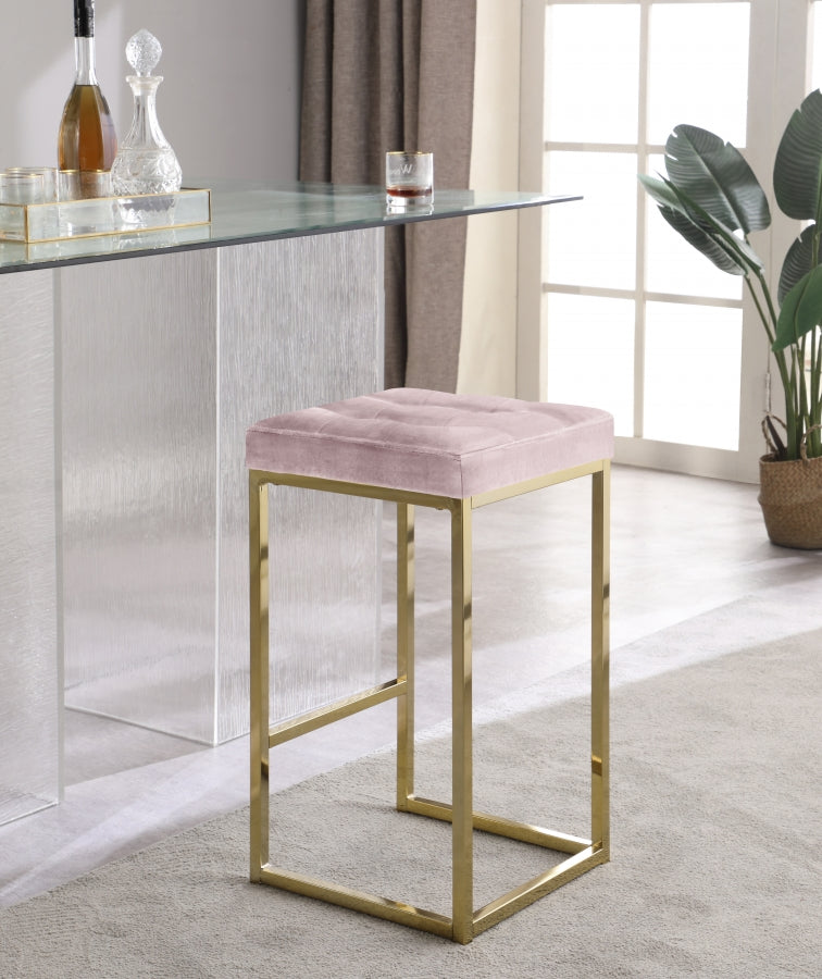 Nicola Velvet Upholstered Counter Stool — 906-C - Pink - 906Pink-C alternate view 1