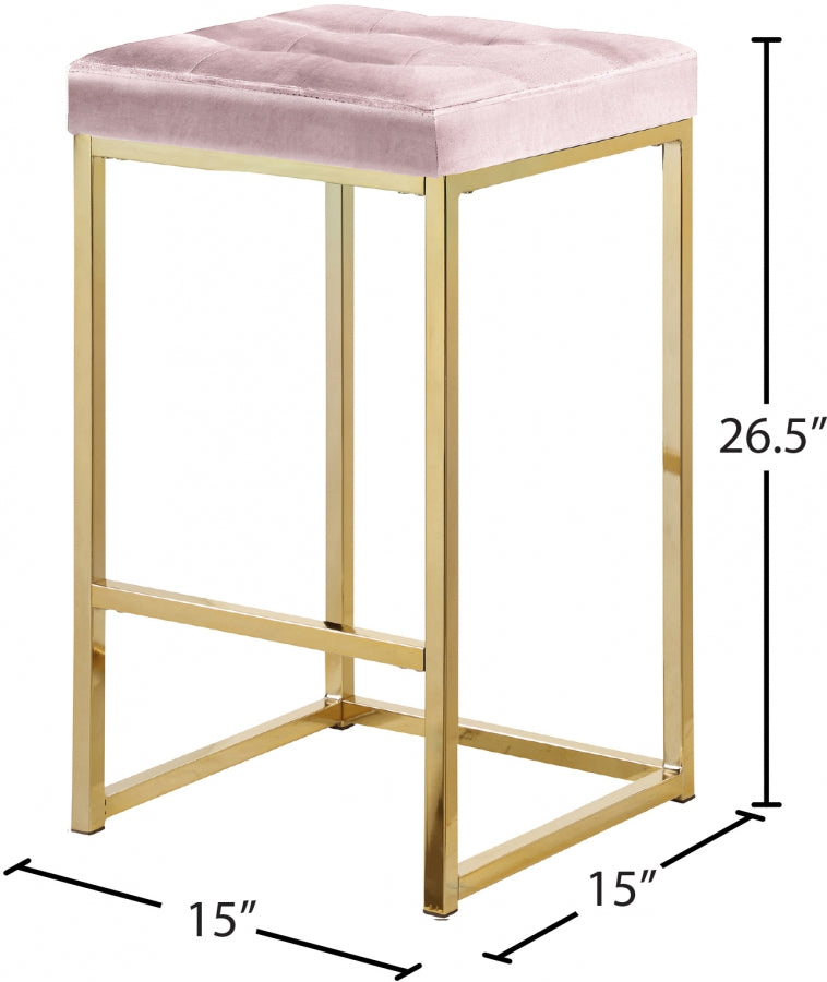 Nicola Velvet Upholstered Counter Stool — 906-C - Pink - 906Pink-C Dim