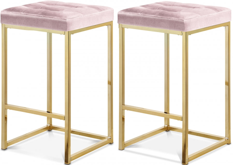 Nicola Velvet Upholstered Counter Stool — 906-C - Pink - 906Pink-C Double Chair