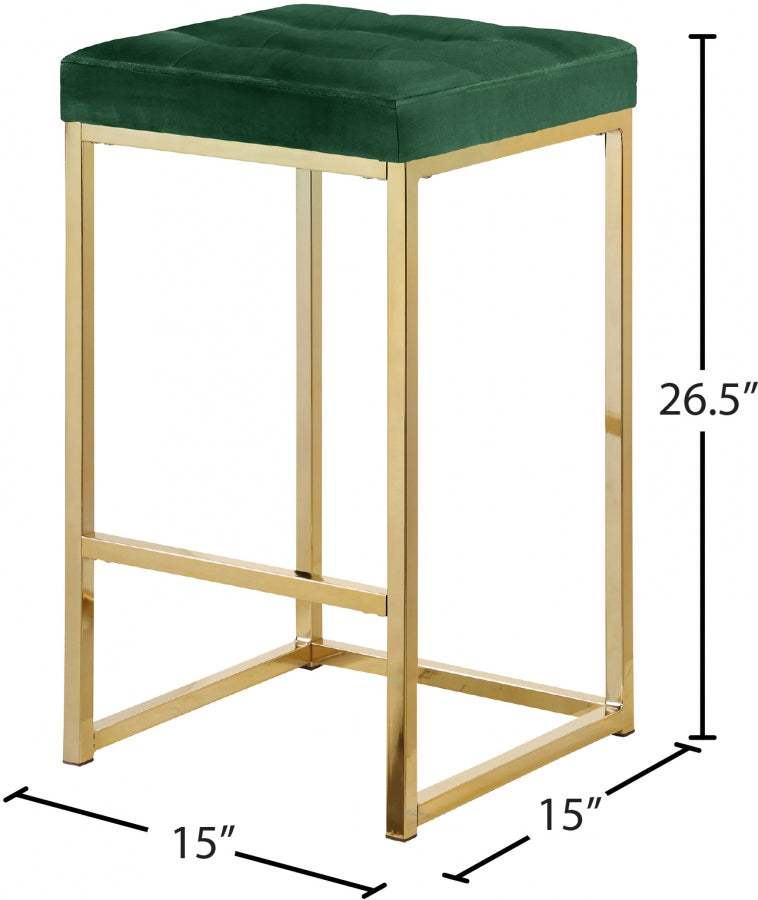 Nicola Velvet Upholstered Counter Stool — 906-C - Green - 906Green-C Dim