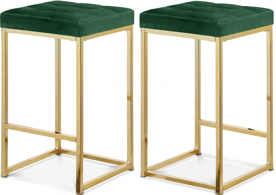 Nicola Velvet Upholstered Counter Stool — 906-C - Green - 906Green-C Double Chair