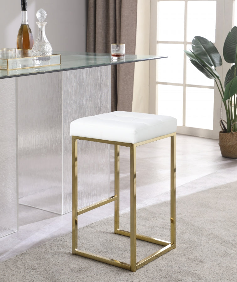 Nicola Vegan Leather Upholstered Counter Stool — 907-C - White - 907White-C alternate view 1