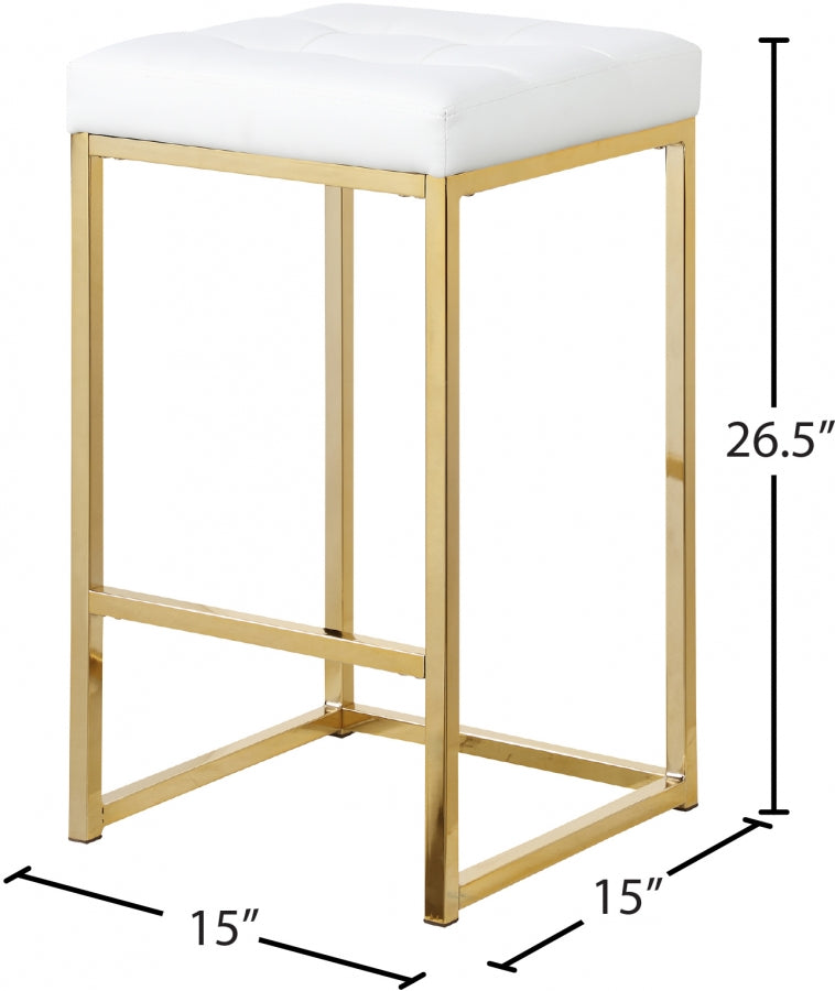 Nicola Vegan Leather Upholstered Counter Stool — 907-C - White - 907White-C Dim