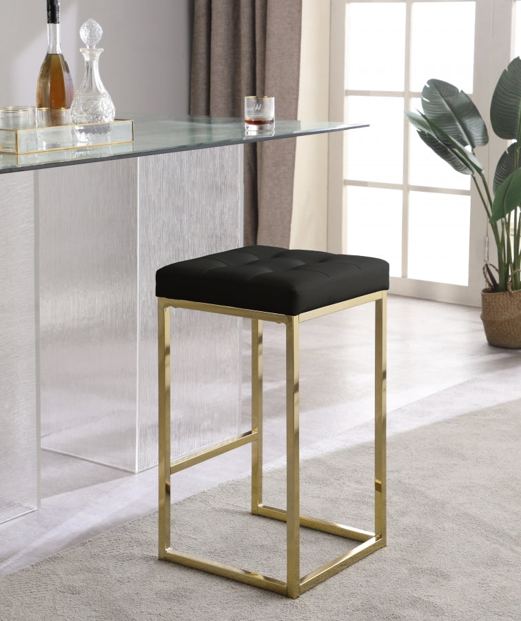 Nicola Vegan Leather Upholstered Counter Stool — 907-C - Black - 907Black-C alternate view 1