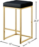 Nicola Vegan Leather Upholstered Counter Stool — 907-C - Black - 907Black-C Dim