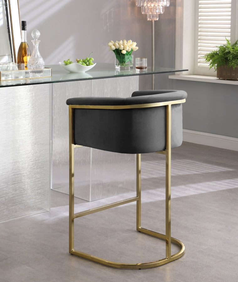 Donatella Velvet Upholstered Counter Stool — 700-C - Grey - 700Grey-C alternate view 3