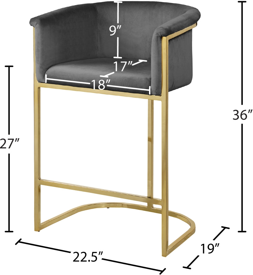 Donatella Velvet Upholstered Counter Stool — 700-C - Grey - 700Grey-C Dim