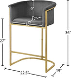 Donatella Velvet Upholstered Counter Stool — 700-C - Grey - 700Grey-C Dim