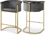 Donatella Velvet Upholstered Counter Stool — 700-C - Grey - 700Grey-C Double Chair