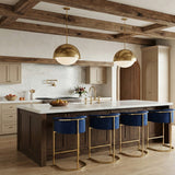 Donatella Velvet Upholstered Counter Stool — 700-C - Blue - 700Navy-C alternate view 1