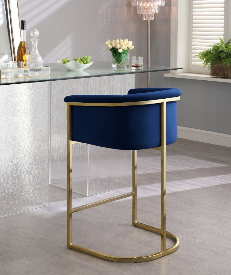 Donatella Velvet Upholstered Counter Stool — 700-C - Blue - 700Navy-C alternate view 3