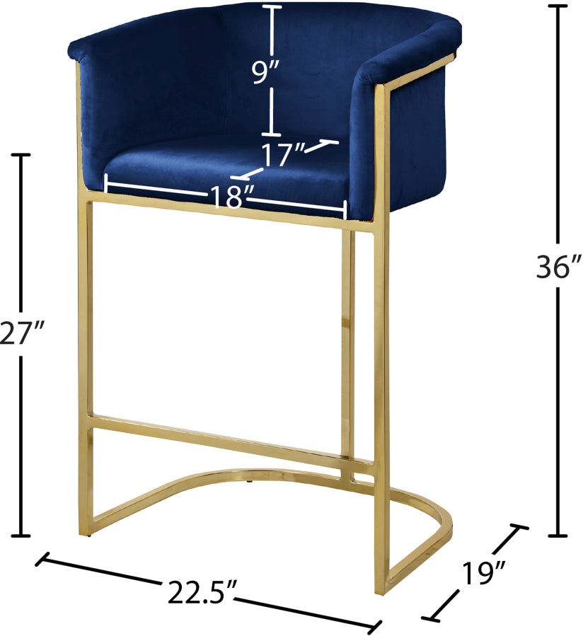 Donatella Velvet Upholstered Counter Stool — 700-C - Blue - 700Navy-C Dim