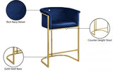Donatella Velvet Upholstered Counter Stool — 700-C - Blue - 700Navy-C Infographic
