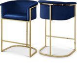 Donatella Velvet Upholstered Counter Stool — 700-C - Blue - 700Navy-C Double Chair