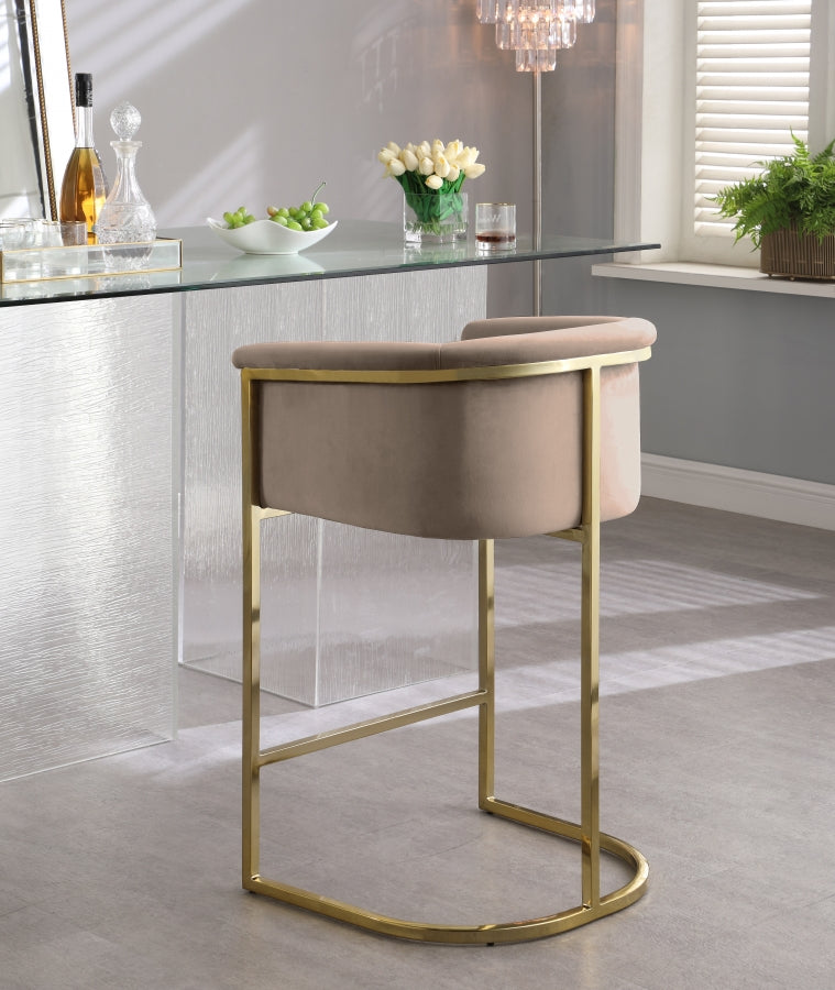 Donatella Velvet Upholstered Counter Stool — 700-C - Beige - 700Beige-C alternate view 3