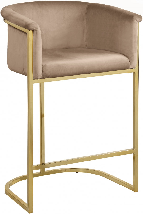 Donatella Velvet Upholstered Counter Stool — 700-C - Beige - 700Beige-C